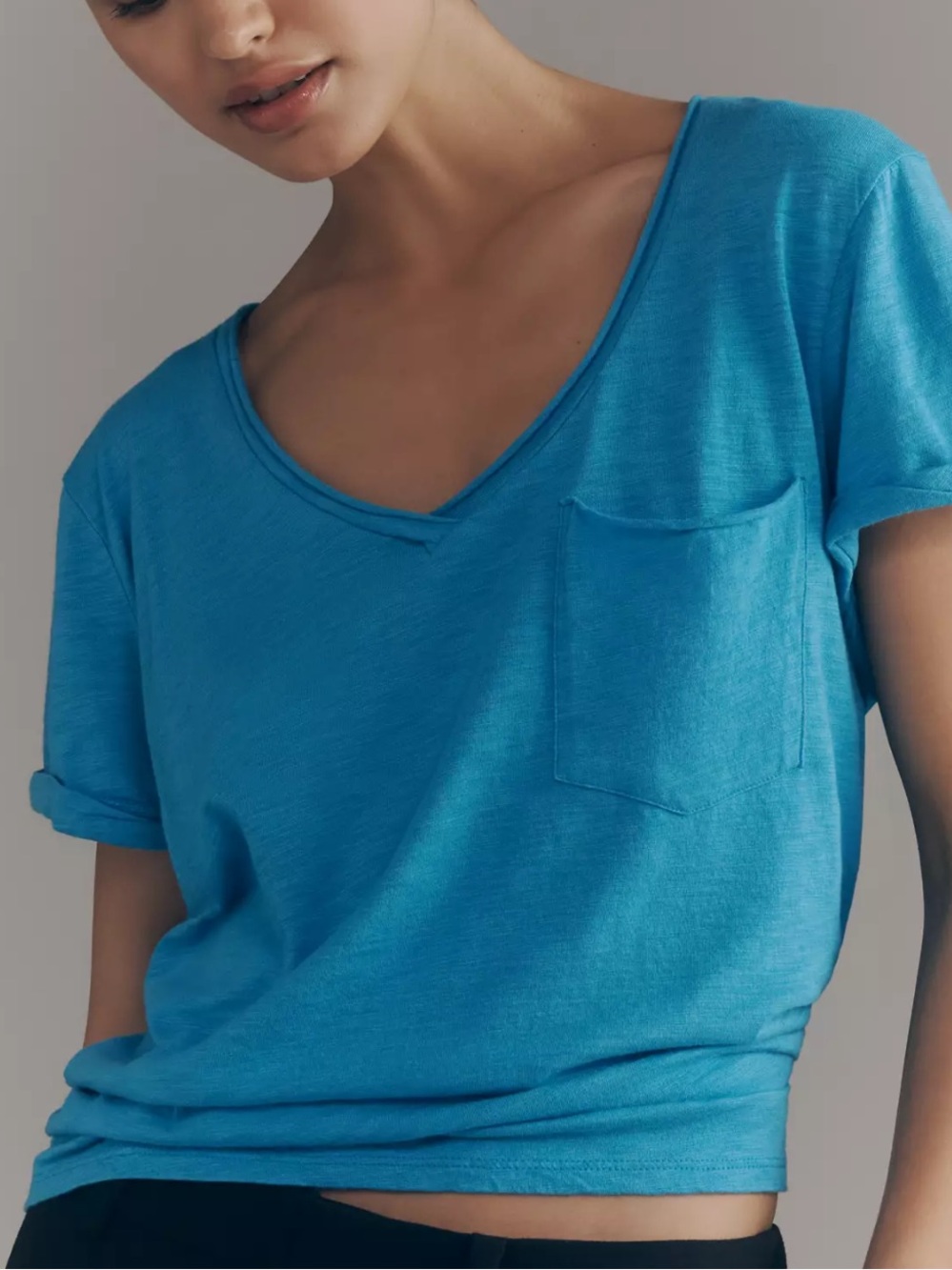 Pilcro Quinn Drapey V Neck Tee
